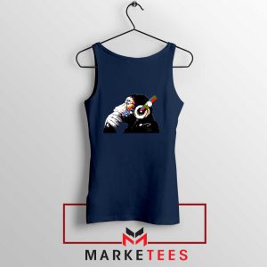 Banksy Monkey DJ Art Navy Blue Top