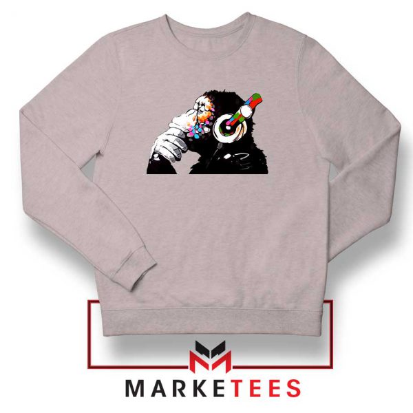 Banksy Monkey DJ Art Sport Grey Sweater