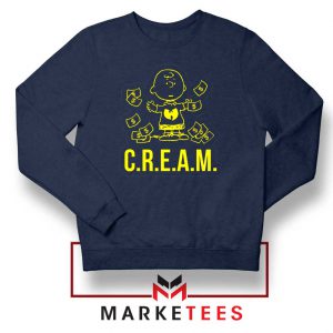 Charlie Brown Rapper Cream Navy Blue Sweater