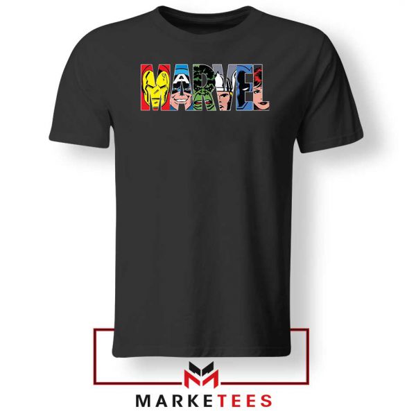 Marvel Comics Characters Black Tshirt