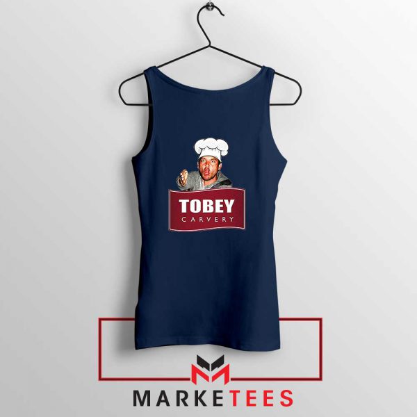 Tobey Maguire Carvery Navy Blue Tank Top