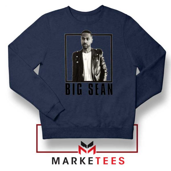 Big Sean Leather Jacket Navy Blue Sweatshirt