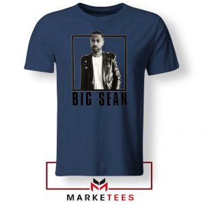 Big Sean Leather Jacket Navy Blue Tee