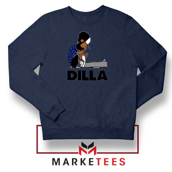 J Dilla Schroeder Graphic Navy Blue Sweatshirt
