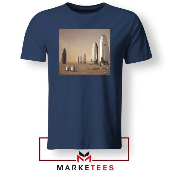 SpaceX Mars Fleet Graphic Navy Blue Tshirt