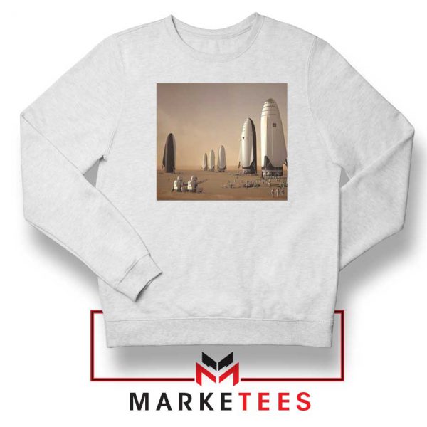 SpaceX Mars Fleet Graphic White Sweater