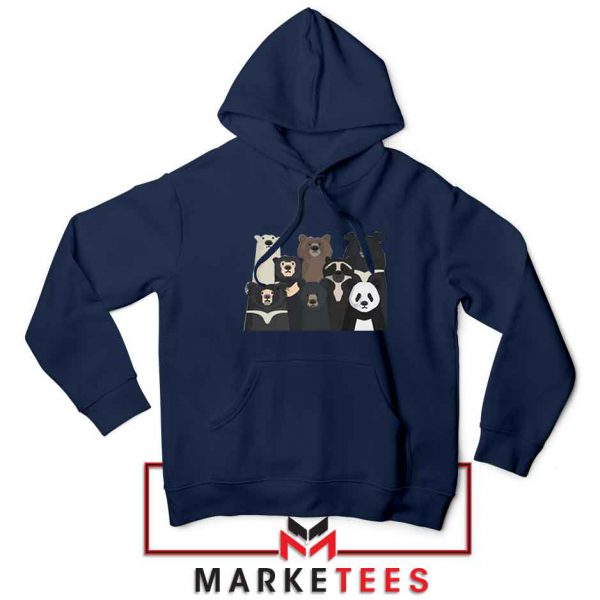 Bear Family Portrait Navy Blue Hoodie