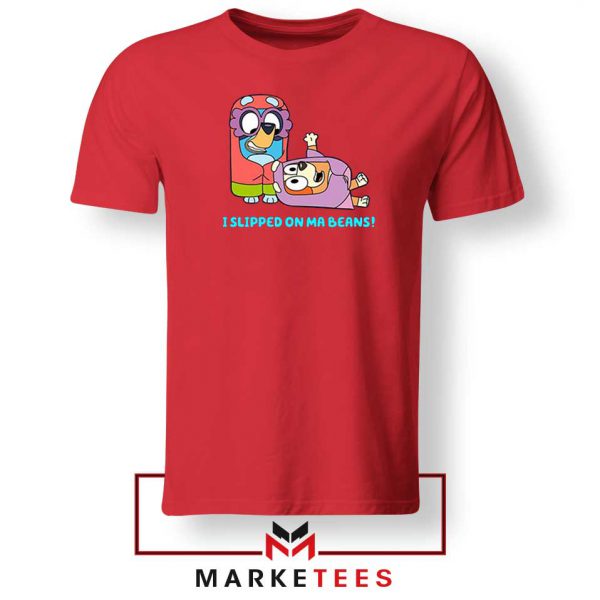 Dog Cartoon Bluey Heeler Red Tee