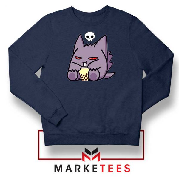 Gengar Cute Boba Navy Blue Sweater