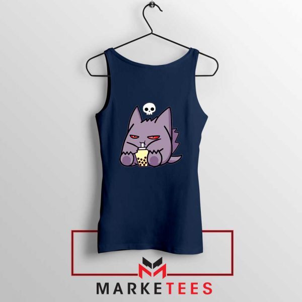 Gengar Cute Boba Navy Blue Tank Top