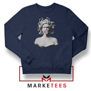 Medusa Blowing Bubblegum Navy Blue Sweater