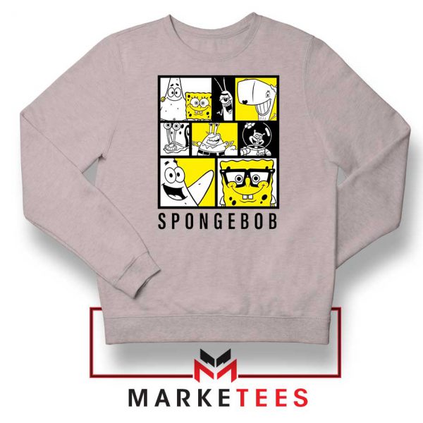 SpongeBob Yellow Characters Grey Sweater