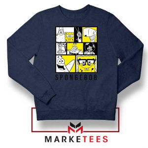 SpongeBob Yellow Characters Navy Blue Sweater