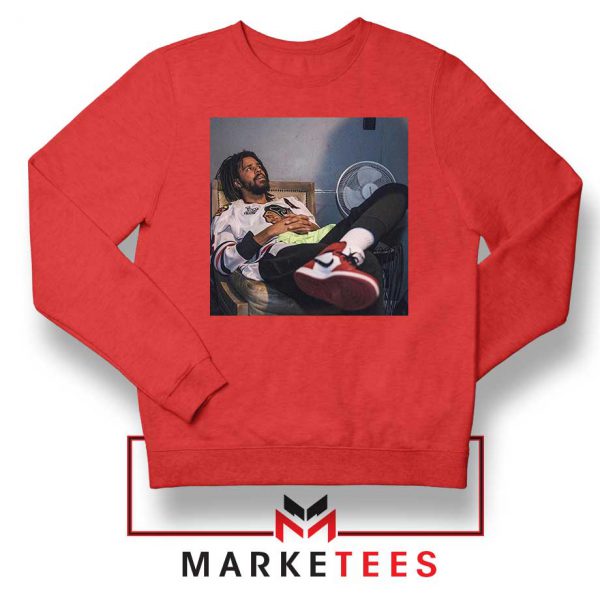 J Cole Design Sneaker Red Sweater