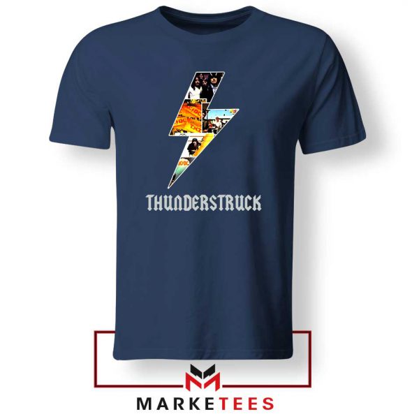 Thunderstruck Song ACDC Navy Blue Tee
