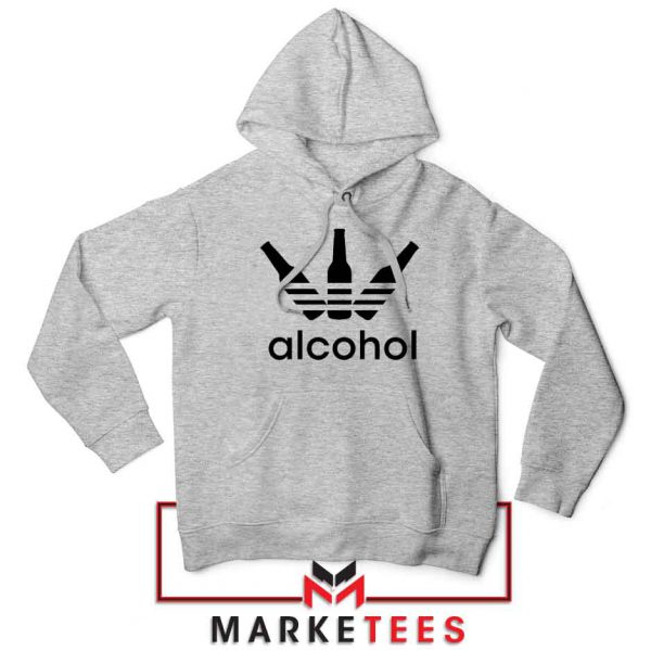 Alcohol Adidas Logo Sport Grey Hoodie