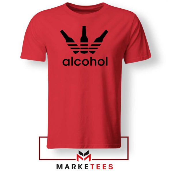 Alcohol Adidas Logo Red Tshirt