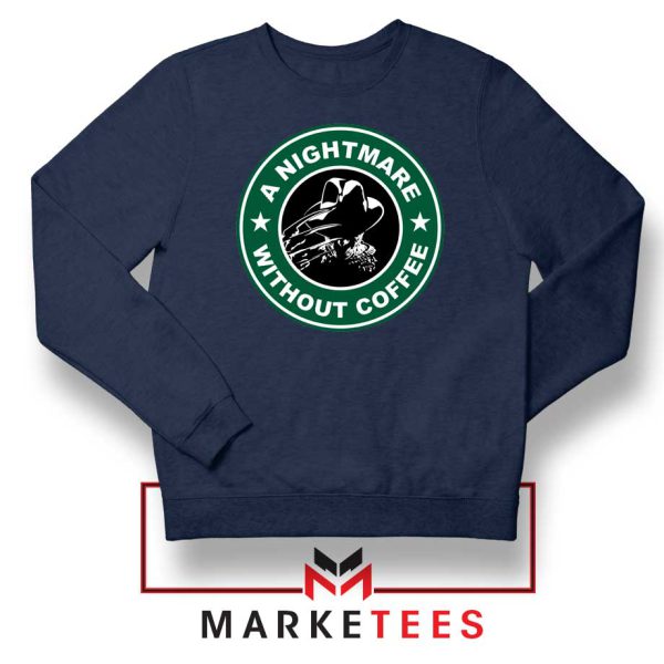 A Nightmare Without Coffee Logo Navy Blue Sweater