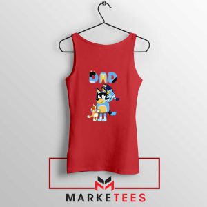 Dad and Bluey Bingo Cartoon Red Tank Top