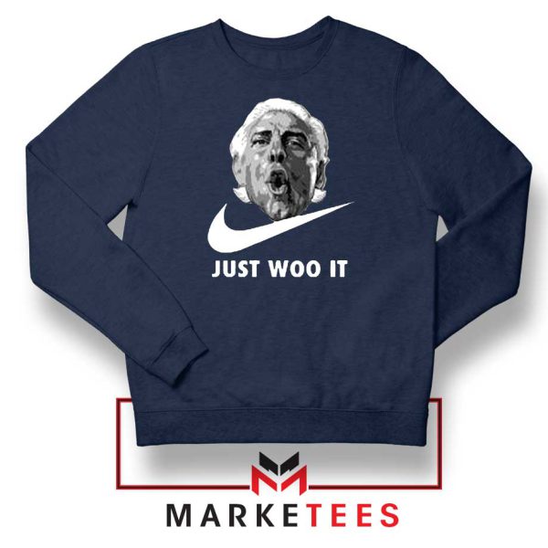 Just Woo It Ric Flair Design Navy Blue Sweatshirts