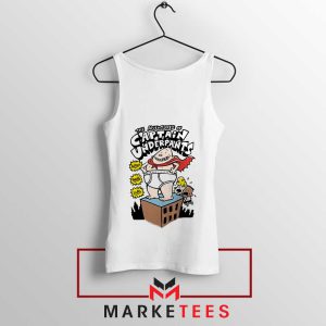 Cartoon Captain Underpants Books White Tank Top