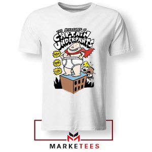 Cartoon Captain Underpants Books White Tshirt