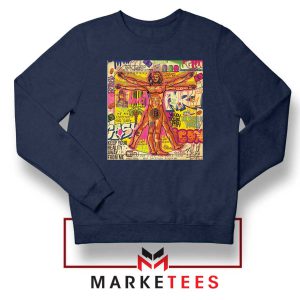 Bitcoin Vitruvian Man Meme Navy Sweatshirt