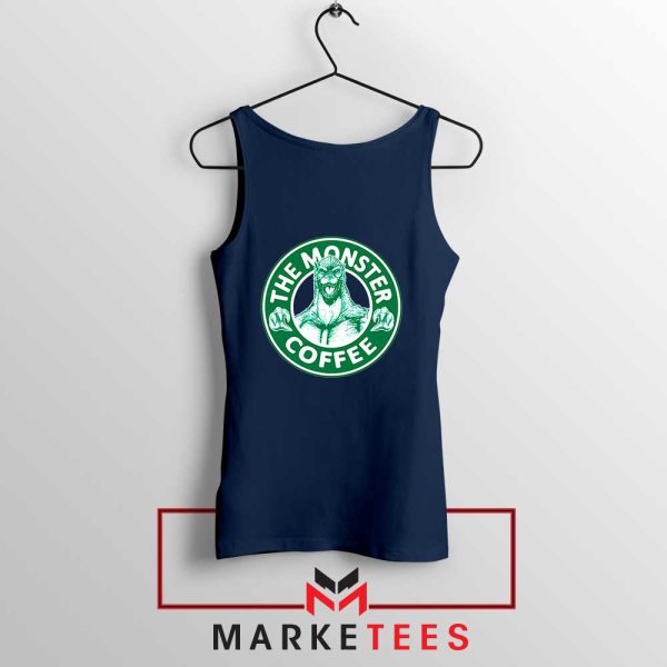 Godzilla The Monster Coffee Meme Navy Tank Tops