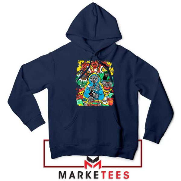 MF Doom Face Characters Navy Hoodie