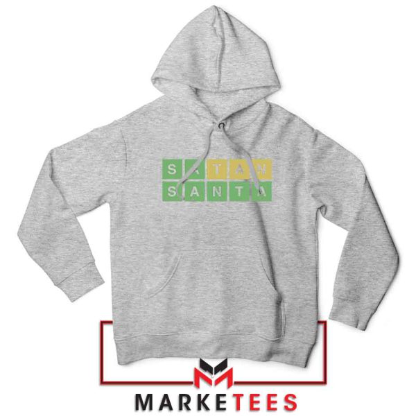 Satan Santa Xmas Wordle Funny Games Grey Hoodie