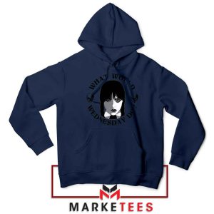 Wednesday Addams Questions Meme Navy Hoodie