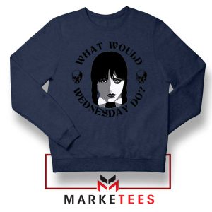 Wednesday Addams Questions Meme Navy Sweatshirt