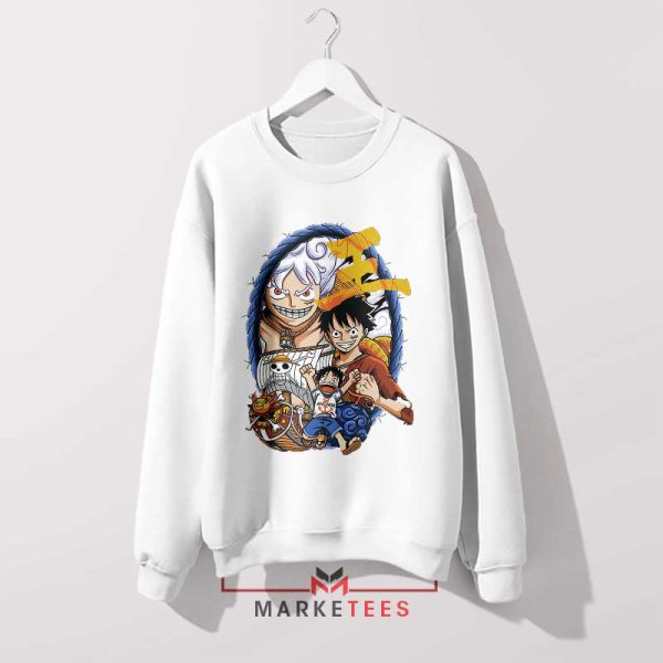 Luffy's Evolutionary Journey One Piece White Sweatshirt