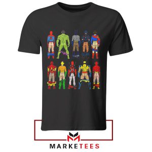 Characters Superhero Butts Naked Black Tshirt
