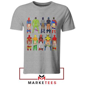 Characters Superhero Butts Naked Grey Tshirt