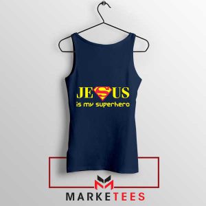 Jesus The Ultimate Superhero Superman Navy Tank Top