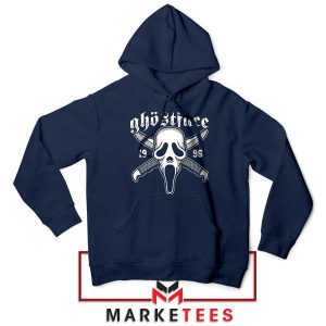 Retro Horror Vibes 1996 Ghost Face Navy Hoodie