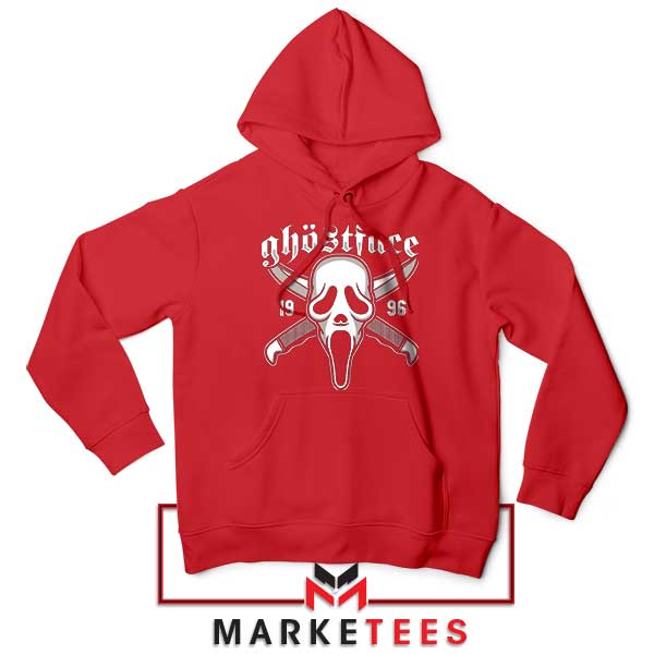 Retro Horror Vibes 1996 Ghost Face Red Hoodie