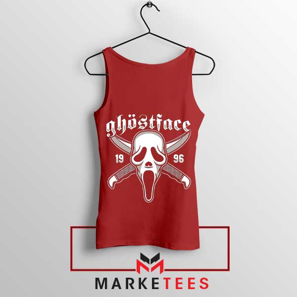 Retro Horror Vibes 1996 Ghost Face Red Tank Top