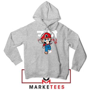 Retro Japanese Mario Nintendo Grey Hoodie