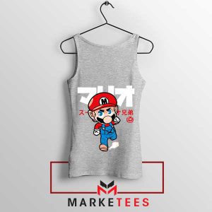 Retro Japanese Mario Nintendo Grey Tank Top