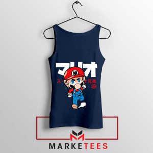 Retro Japanese Mario Nintendo Navy Tank Top