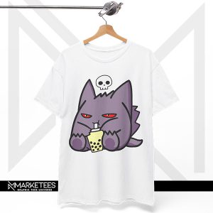 Gengar Cute Boba Hanging White T-shirt