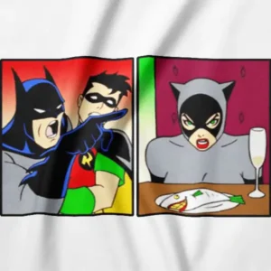 Batman Catwoman Meme Funny Comic Parody Tee