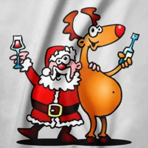 Funny Santa and Reindeer Holiday Graphic Tee